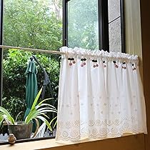 カーテン　紐　突っ張り棒　木　マクラメ　トイレ　小窓　キッチン　目隠し　カフェ Amazon｜CFGZC (Z8RO)カフェカーテン 丈50cm 目隠し キッチン